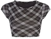 Thumbnail for your product : New Look Teens Black Grid Check Cap Sleeve Crop Top