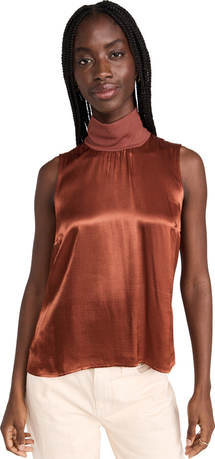 Rust Womens High-neck Ribbed-cashmere Tank MATCHESFASHION Women Clothing Tops High Necks 