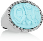 Thumbnail for your product : Hampton Sun Amedeo Rhodium-plated, faux turquoise and topaz monkey cameo ring