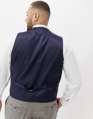 Gianni Feraud Plus slim fit heritage check wool blend suit vest
