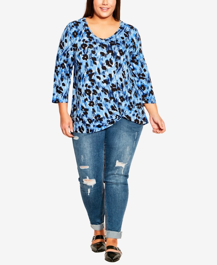 blue plus size tops