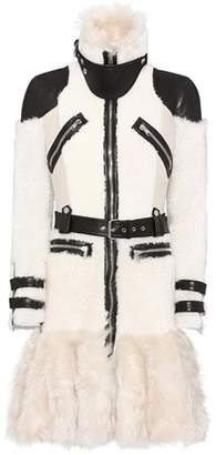 Alexander McQueen Leather-trimmed shearling coat