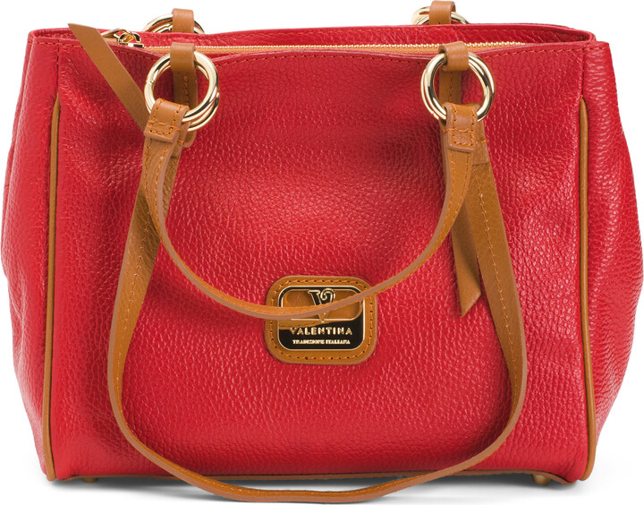 Valentina Made In Italy Large Leather Satchel With Handle Straps ShopStyle Shoulder Bags