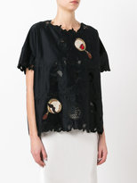 Thumbnail for your product : Tsumori Chisato patched macramé lace T-shirt - women - Cotton/Polyester - M