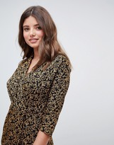 Thumbnail for your product : Closet London wrap front pencil dress in gold baroque