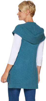 Isaac Mizrahi Live! 2-Ply Cashmere Open Front Hooded Vest