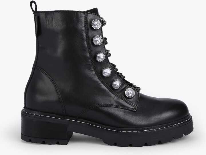 Kurt Geiger Women's Combat Boots Black Embellished Bax - ShopStyle