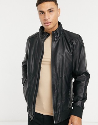 calvin klein men's faux shearling lined leather moto jacket