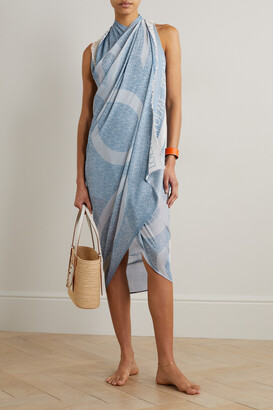 Loewe + Paula's Ibiza Cotton-jacquard Pareo - Blue Loewe + Paula's Ibiza Cotton-jacquard Pareo - Blue