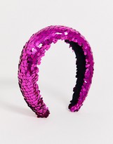 Thumbnail for your product : ASOS DESIGN padded headband with pink sequin embellishment