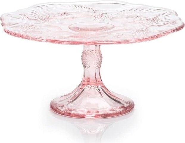 Cake Plate - Inverted Thistle - Mosser Glass - USA - Small (Pink)