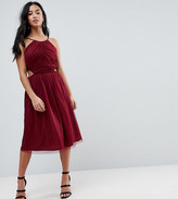 asos edition scarf print halter midi dress with cutout sides