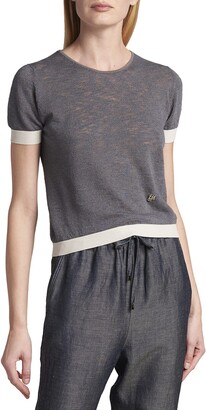 Giorgio Armani Silk-Linen Ribbed Short-Sleeve T-Shirt