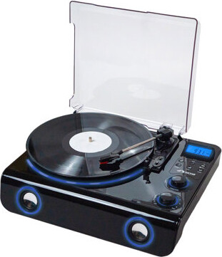 Victor Beacon 5-in-1 Turntable System with Record Player, Bluetooth, FM Radio, Built-in Stereo Speakers & LED Accent Lighting