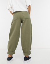 Thumbnail for your product : ASOS Petite DESIGN Petite slouchy joggers in khaki cheesecloth