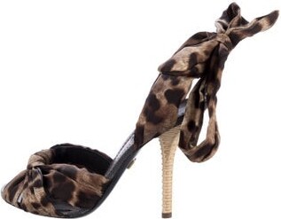 Dolce & Gabbana Satin Animal Print Sandals