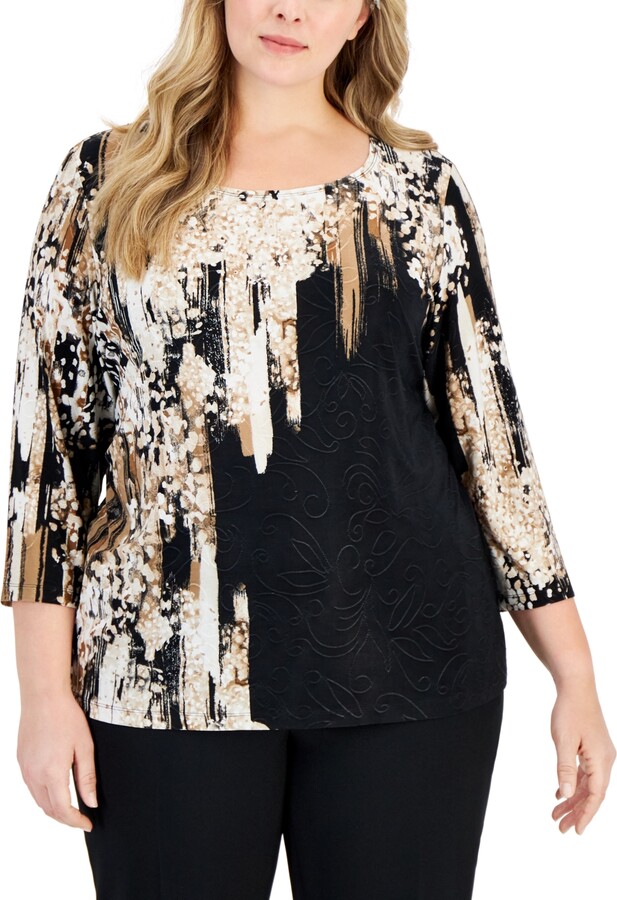 JM Collection Plus Size Eva Expression Utility Top, Created for