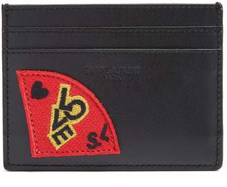Saint Laurent Love-patch leather cardholder