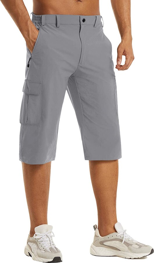 KEFITEVD Short De Randonnée 3/4 à Séchage Rapide Pour Homme Short De Cyclisme Léger Pour L'extérieur,Haricot Vert, 40