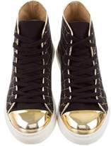 Thumbnail for your product : Charlotte Olympia Web Metallic-Trimmed Sneakers