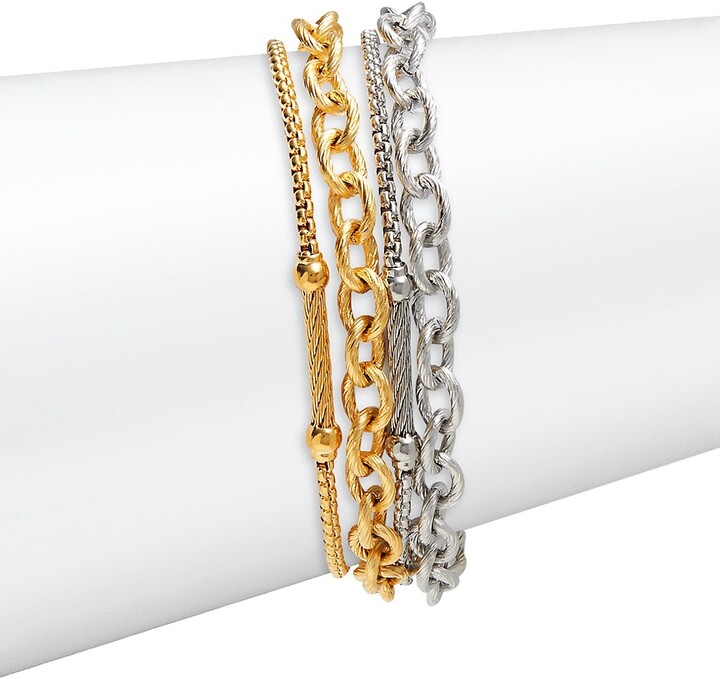 POYDORA 5 Pcs Layered Beaded Bracelet Set Stackable Wrap Bangle Adjustable Beads Bracelet Natural Stone Link Chain for Women Girls 