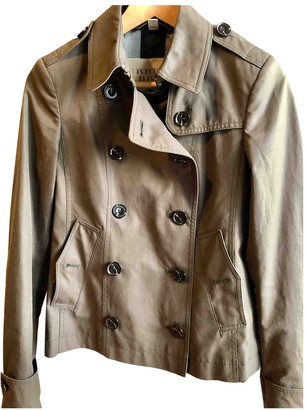 Burberry Green Cotton Trench Coat for Women
