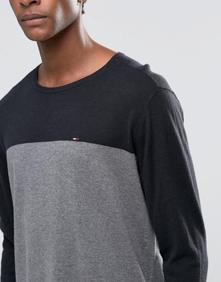 Tommy Hilfiger Sweater With Color Block In Black