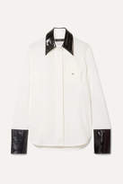 Thumbnail for your product : Ellery Thesis Oversized Faux Patent Leather-trimmed Crepe Shirt - Ivory