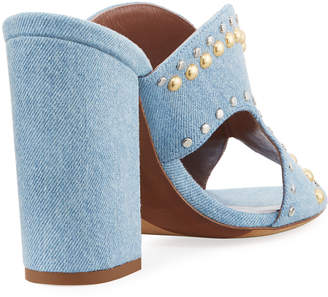 Tabitha Simmons Celia Studded Denim Mule Sandal, Blue