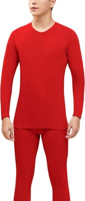 AmDxD Thermal Underwear Red Functional Underwear Men's Football Comfortable  Basic Long Sleeve Top + Long Underwear for Winter Outdoor Clothing -  ShopStyle Undershirts