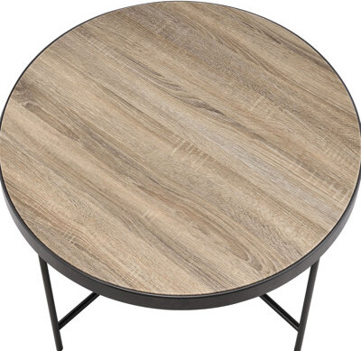 17 Stories X Crossbar Supported Industrial Coffee Table, Grey And Black, Weathered Finish Oak Black Look Ample Room