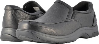 Dunham Battery Park Slip-On (Black Polished Leather) Men's Slip on Shoes