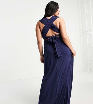TFNC Plus Bridesmaid multiway maxi dress in navy ShopStyle
