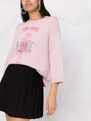 RED Valentino Pink Rose-embroidered jumper