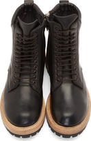 Thumbnail for your product : Rick Owens Black Leather Lug Sole Combat Boots