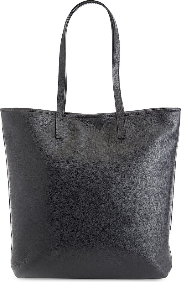 ROYCE New York Women's Pebble Grain Tall Tote Bag - Black