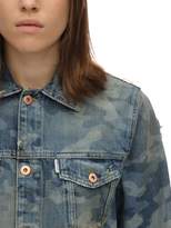 Thumbnail for your product : Filles a papa Distressed & Printed Cotton Denim Jacket