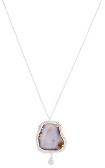 Meira T 14K White Gold, Geode & 0.55 Total Ct. Diamond Pendant Necklace