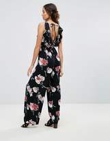 Thumbnail for your product : Band of Gypsies Floral Ruffle Festival Jumpsuit