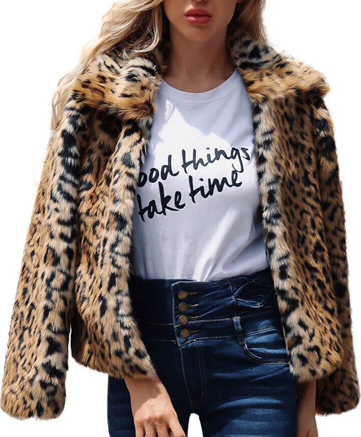 fluffy leopard print coat
