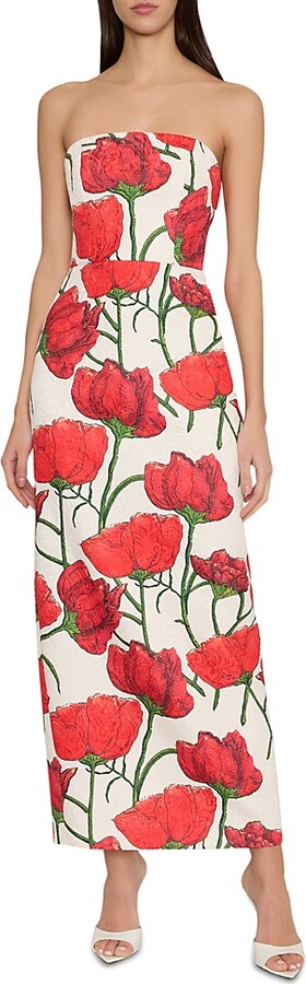 Milly Red Peony Orion Jacquard Dress