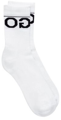 HUGO BOSS Two Pack Of Knitted Ankle Socks With Reverse Logo - White