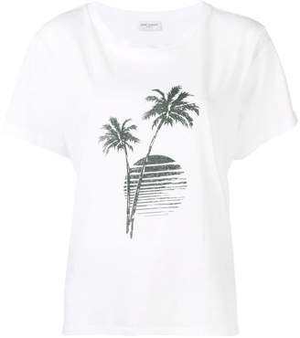 Saint Laurent palm tree sunset print T-shirt