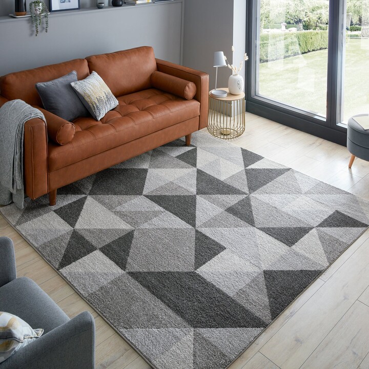 Dunelm Geo Squares Square Rug Geo Squares Charcoal ShopStyle