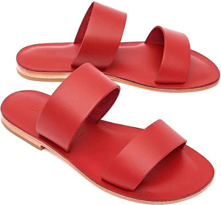 Red Leather Flat Sandals | Shop the world's largest collection of 