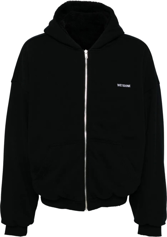 パーカー・フーディ We11done CHARCOAL MENS BOUCLE HOODIE ZIP-UP / CHA We11done FW25 CHARCOAL MENS BOUCLE HOODIE ZIP-UP / CHA - NUBIAN