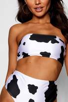 Thumbnail for your product : boohoo Cow Print Bandeau Bikini Top