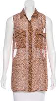 Thumbnail for your product : Equipment Silk Leopard Print Sleeveless Top