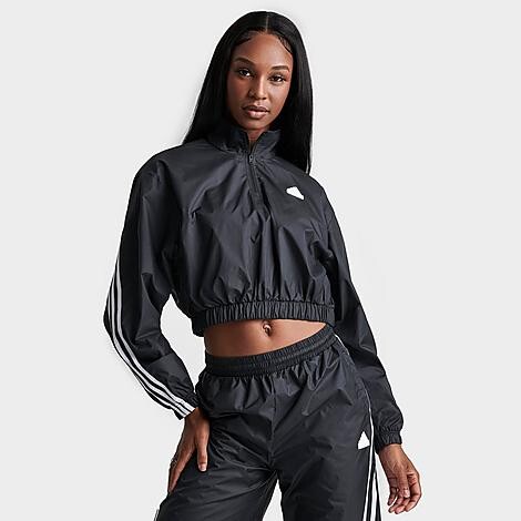 adidas Women's Sportswear Future Icons 3-Stripes Crop Woven 1/4 Zip Jacket  - ShopStyle