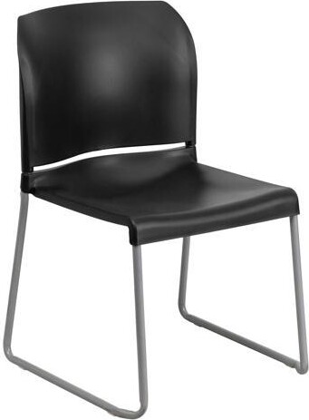 HERCULES Series 880 lb. Capacity Black Full Back Contoured Stack Chair with Gray Powder Coated Sled Base
